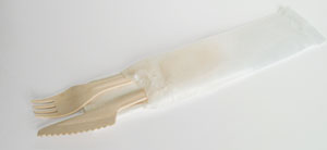 Scatola di 400 kit bis biodegradabile forchetta e coltello in legno FSC Scatola di 400 kit bis biodegradabile forchetta e coltello in legno FSC