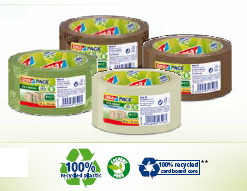Nastro per imballaggio in plastica riciclata, colore verde con logo Nastro per imballaggio in plastica riciclata, colore verde con logo