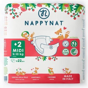 Confezione da 22 pannolini MIDI compostabili ed ecologici 4-10 kg. Confezione da 22 pannolini MIDI compostabili ed ecologici 4-10 kg.
